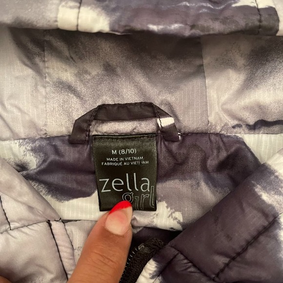 Zella Girl Black/White Tie Dye Quilted Hooded Winter Puffer Vest Size M (8/10) - Picture 5 of 12